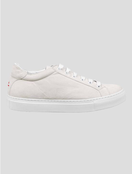 Isaia White Leather Suede Shoes 5