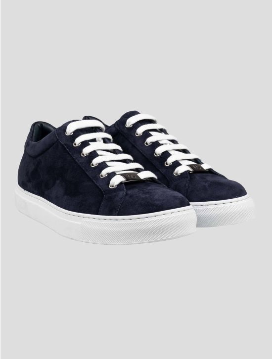 Isaia Blue Leather Suede Shoes 1