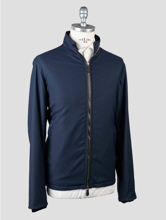 Isaia Dark Blue Wool Pa Silk Ea Coat 2