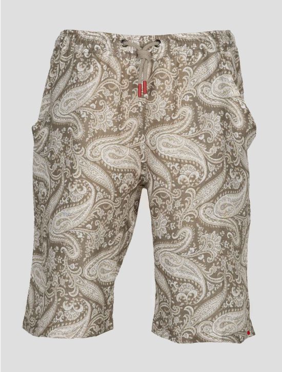 Kiton Green White Linen Short Pants KJY50 1