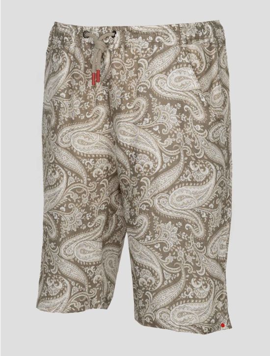 Kiton Green White Linen Short Pants KJY50 2