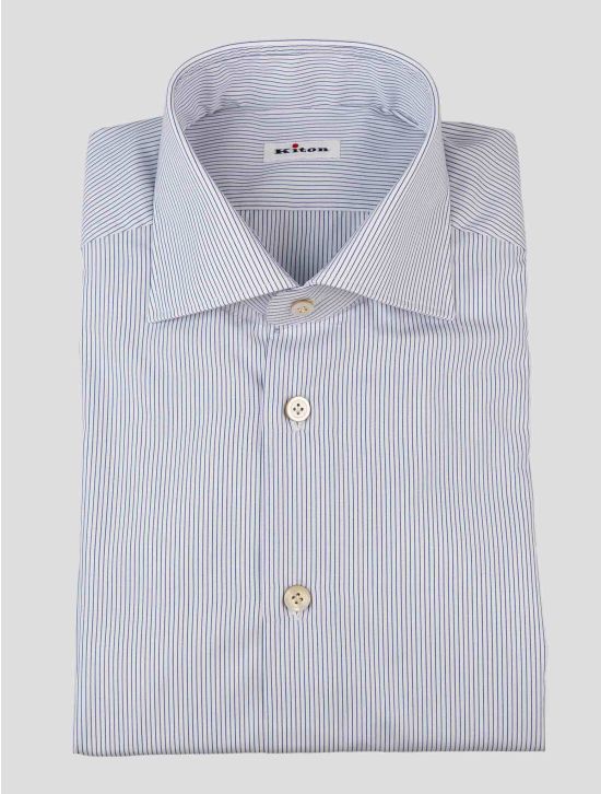 Kiton Blue White Cotton Shirt SKZ32 1
