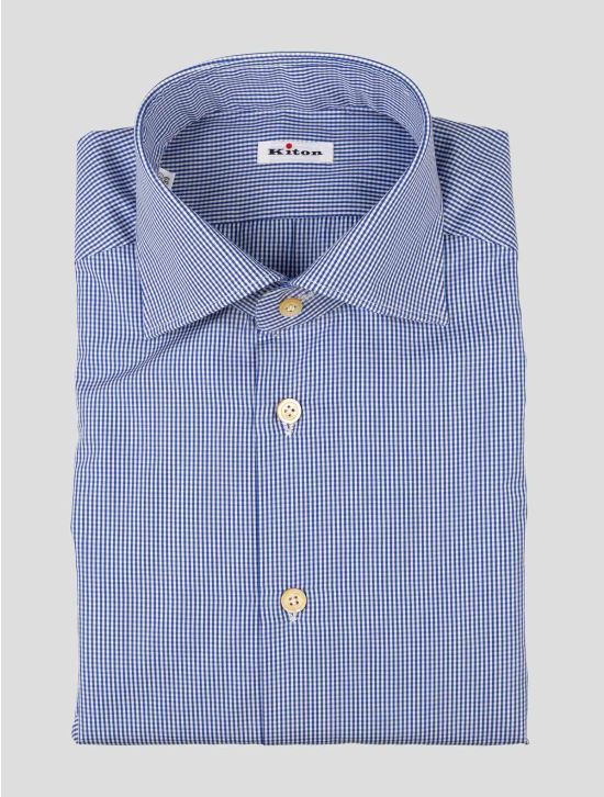 Kiton Blue White Cotton Shirt SKZ31 1