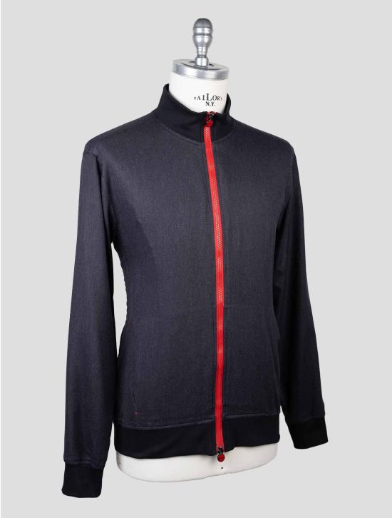 Kiton Blue Cotton Lyocell Coat RED-STITCH KCZ9 2