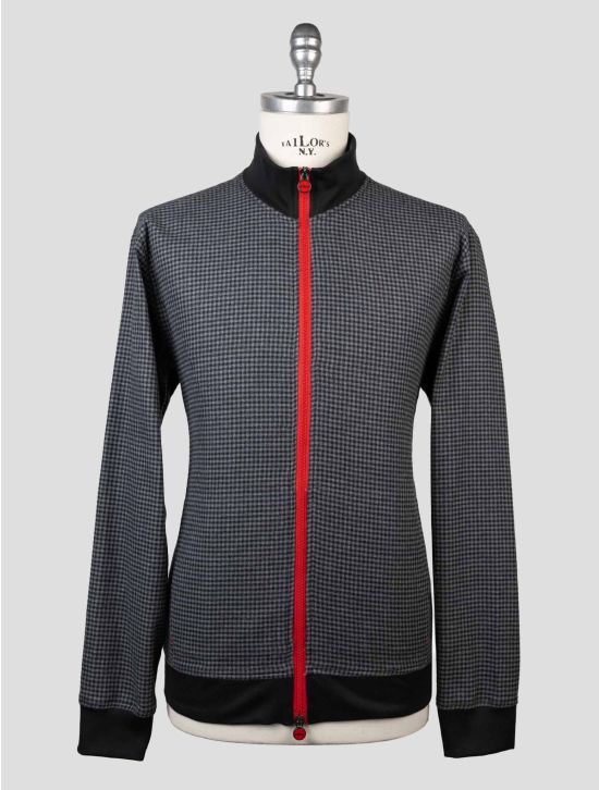 Kiton Blue Cotton Lyocell Coat RED-STITCH KCZ11 1