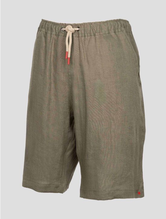 Kiton Green Linen Short Pants 2