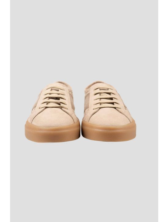 Santoni Light Brown Leather Suede Sneakers SSZ7 2