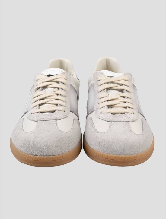 Santoni White Leather Leather suede Sneakers SSZ3 2