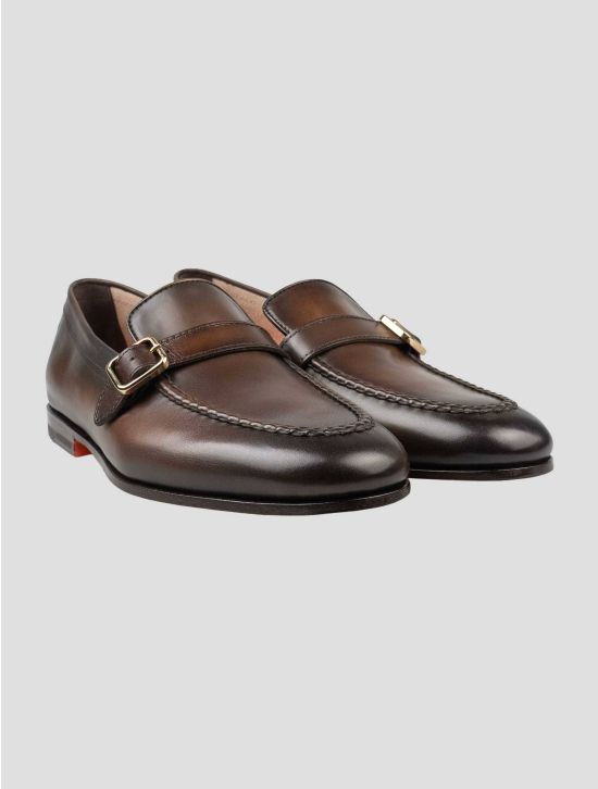 Santoni Dark Brown Leather Loafers SSZ4 1