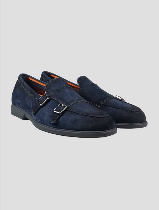 Santoni Blue Leather Suede Loafers SSZ5 1