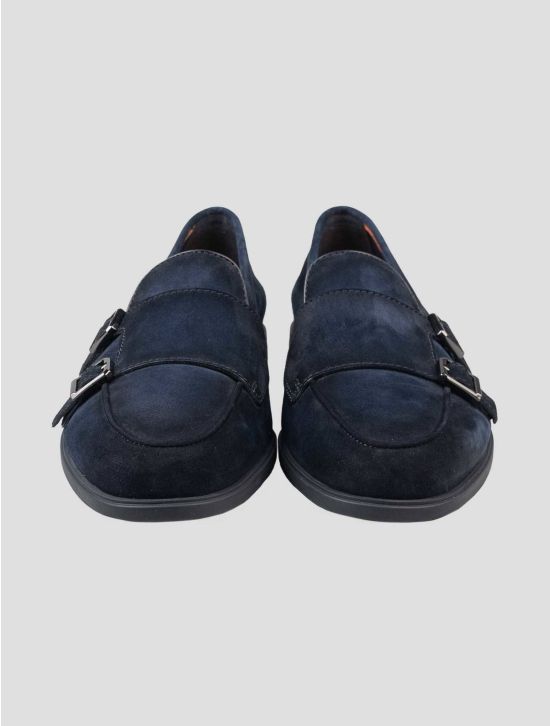 Santoni Blue Leather Suede Loafers SSZ5 2