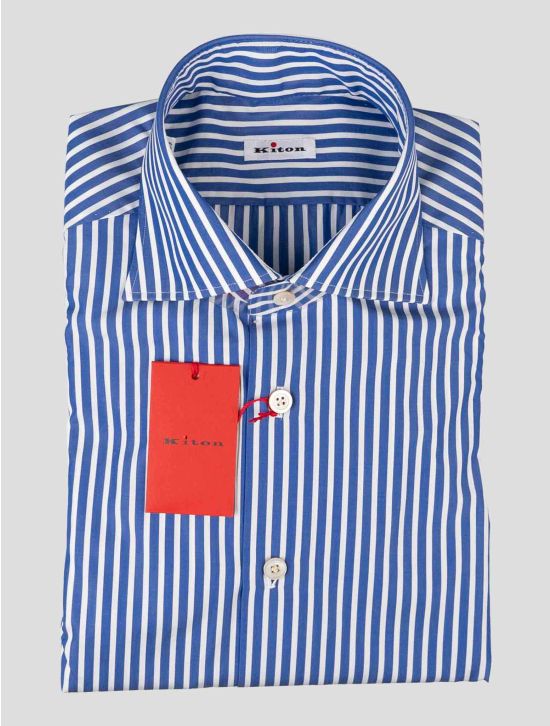 Kiton Blue White Cotton Shirt SKZ34 1