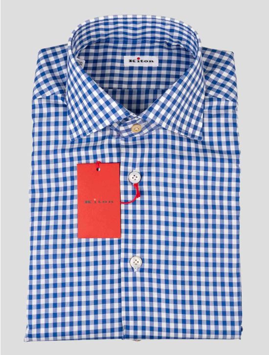 Kiton Blue White Cotton Shirt SKZ33 1