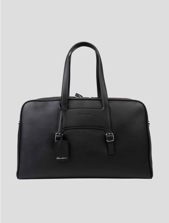 Santoni Black Leather Travelbag SBAZ3 1