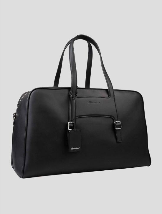 Santoni Black Leather Travelbag SBAZ3 2
