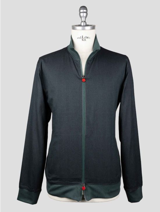 Kiton Dark Green Cotton Lyocell Coat B-ONE KCZ26 1