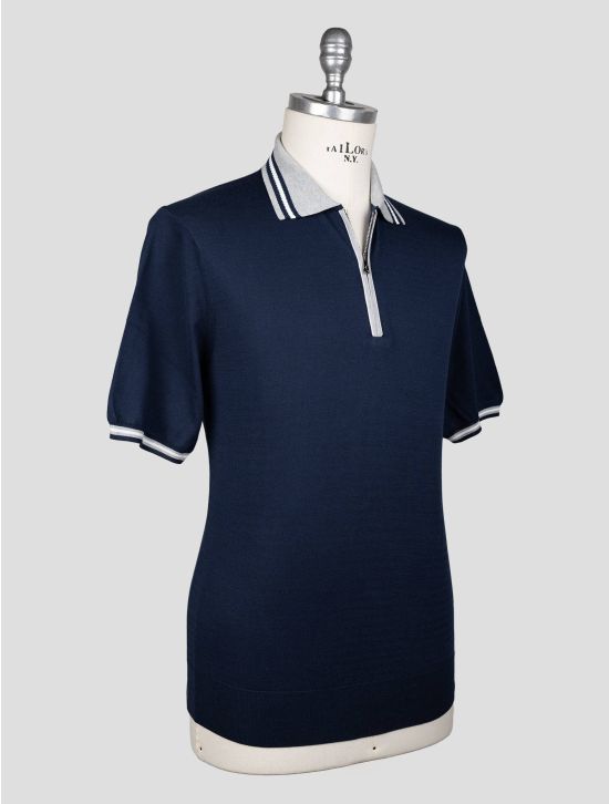 Fioroni Blue Cotton Polo Half Zip 2
