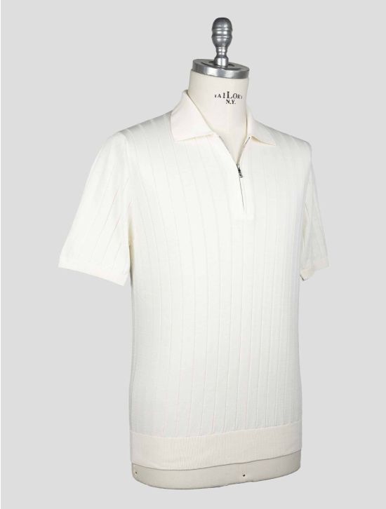 Fioroni White Cotton Polo Half Zip