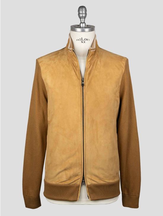 Fioroni Brown Cotton Cashmere Leather Suede Coat FCZ1 1