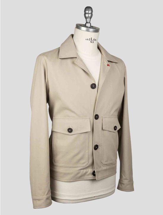 Isaia Beige Cotton Cashmere Coat ICZ1 2