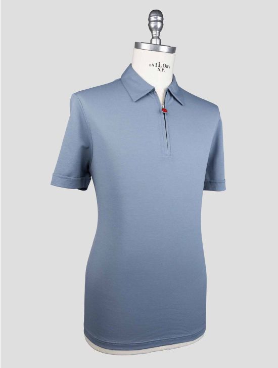 Kiton Light Blue Cotton Polo Half Zip 2