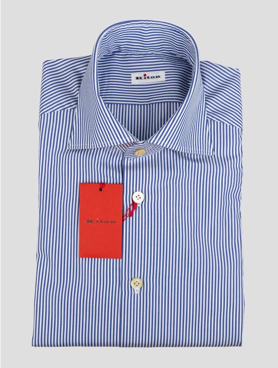 Kiton Blue White Cotton Shirt SKZ39 1