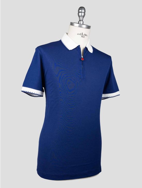 Kiton Blue Cotton Polo Half Zip 2
