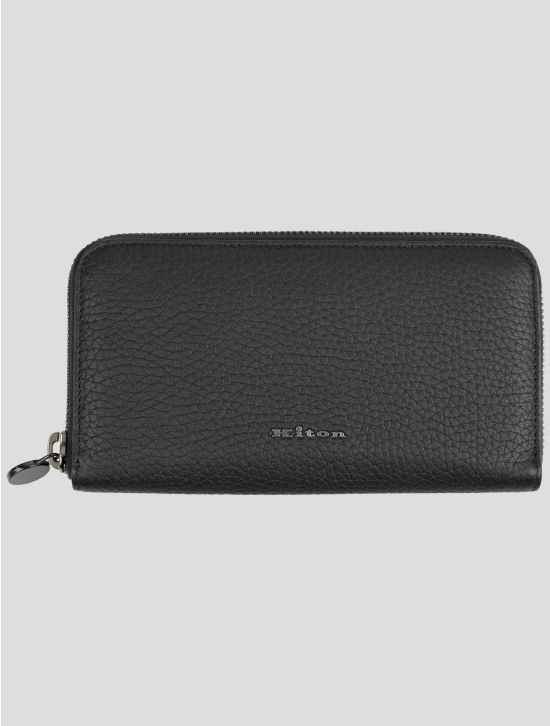 Kiton Black Leather Deer Wallet 1