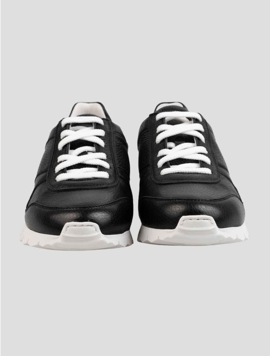 Kiton Black Leather Deer Sneakers 2