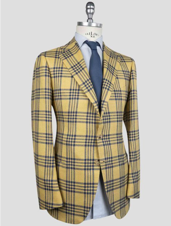 Cesare Attolini Yellow Blue Wool Linen Blazer 2