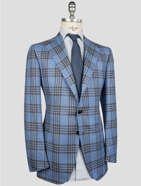 Cesare Attolini Blue Brown Wool Linen Blazer 2