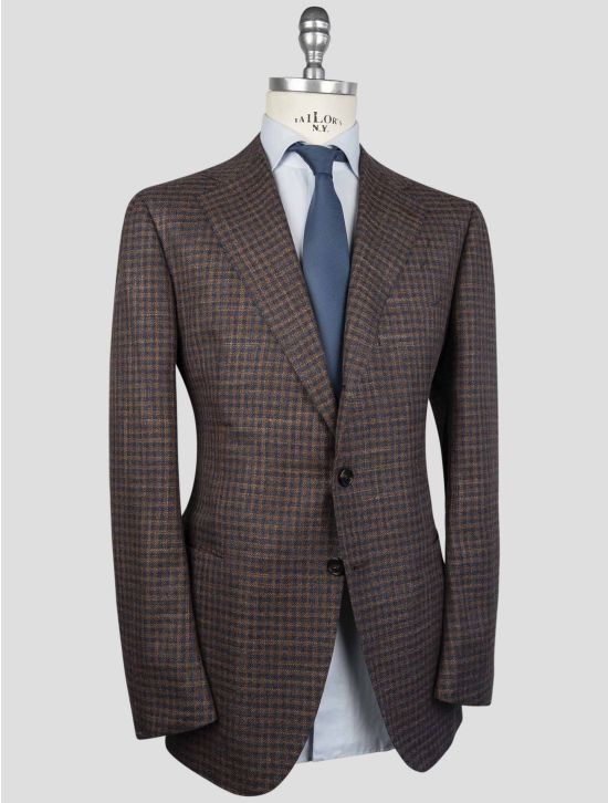 Cesare Attolini Brown Blue Wool Silk Blazer 2