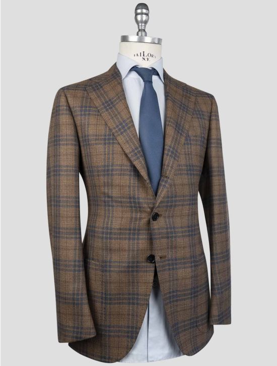 Cesare Attolini Brown Blue Wool Silk Blazer 2