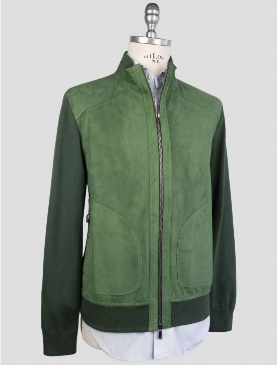 Cesare Attolini Green Cotton Cashmere Silk Leather Suede Coat 2