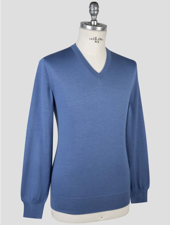 Cesare Attolini Blue Cashmere Silk Sweater V-Neck 2