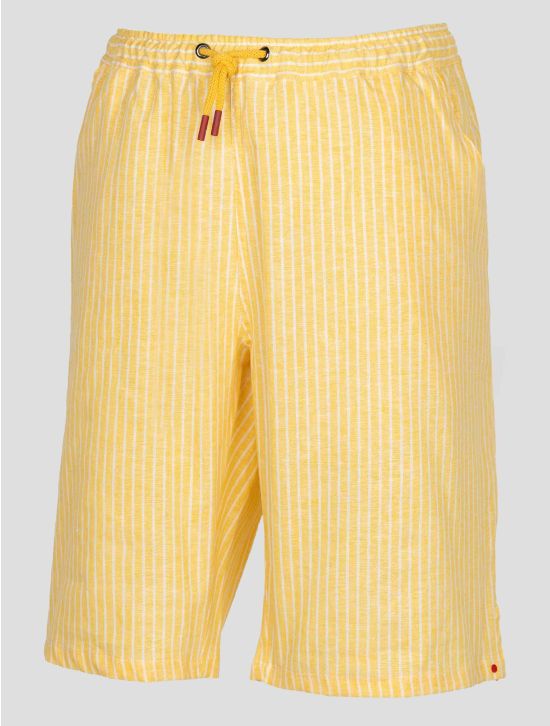 Kiton Yellow White Linen Pl Ea Short Pants KJY38 2