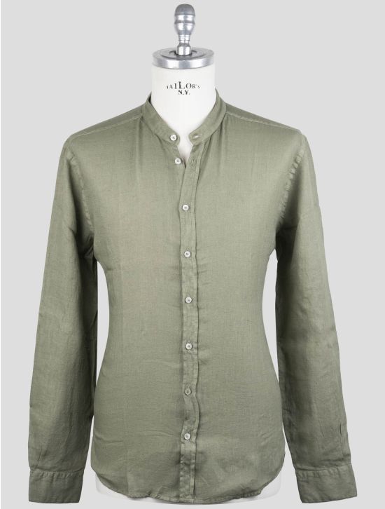 Gran Sasso Green Linen Korean Shirt 1
