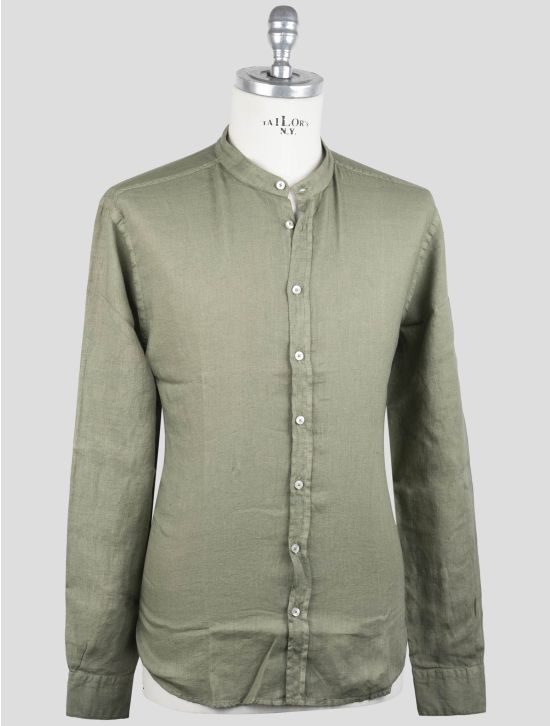 Gran Sasso Green Linen Korean Shirt 2