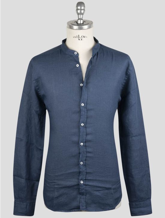Gran Sasso Blue Linen Korean Shirt 1
