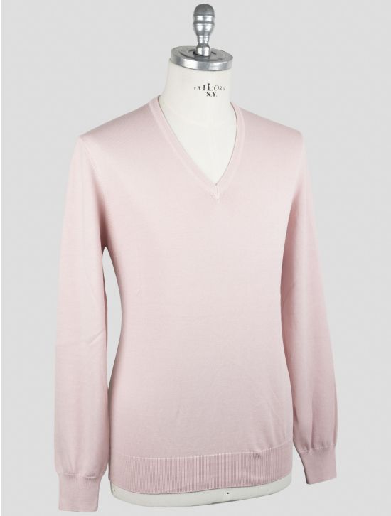Gran Sasso Light Pink Cotton Sweater V-Neck 2