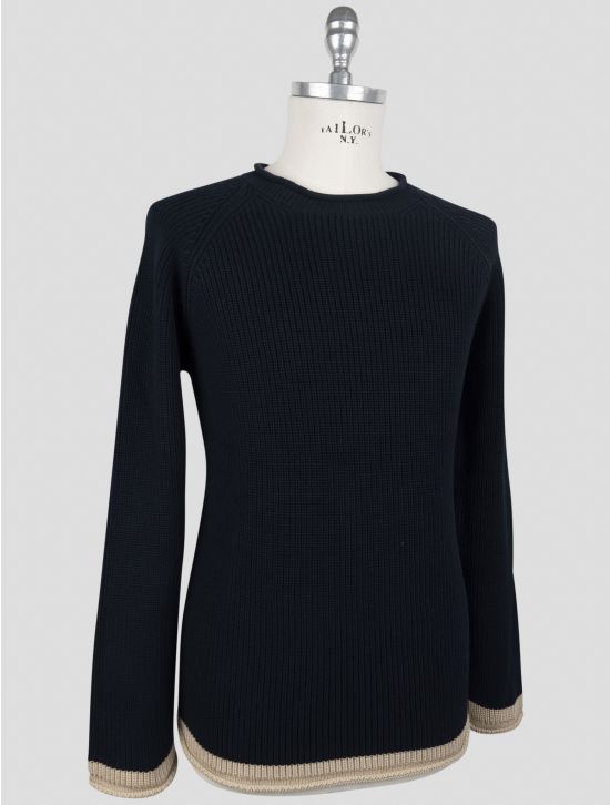 Gran Sasso Blue Navy Cotton Sweater Crewneck 2