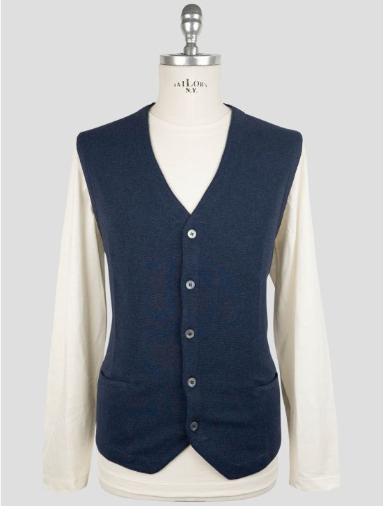 Gran Sasso Blue Cotton Sweater Gilet 1