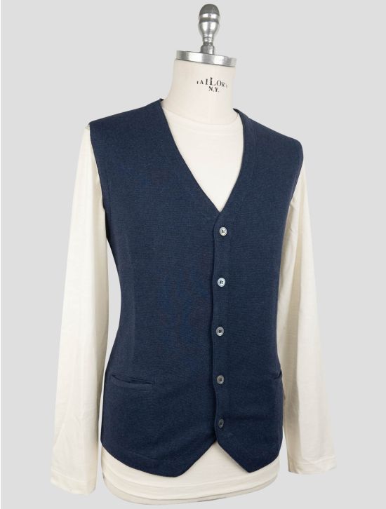 Gran Sasso Blue Cotton Sweater Gilet 2