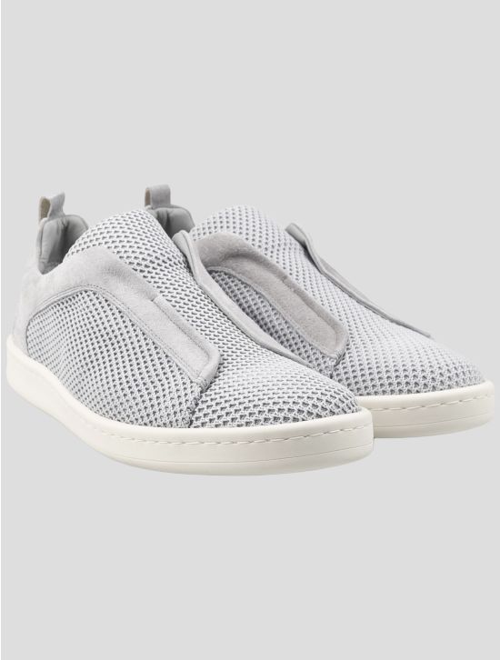 Gran Sasso Gray Leather Suede Sneakers 1