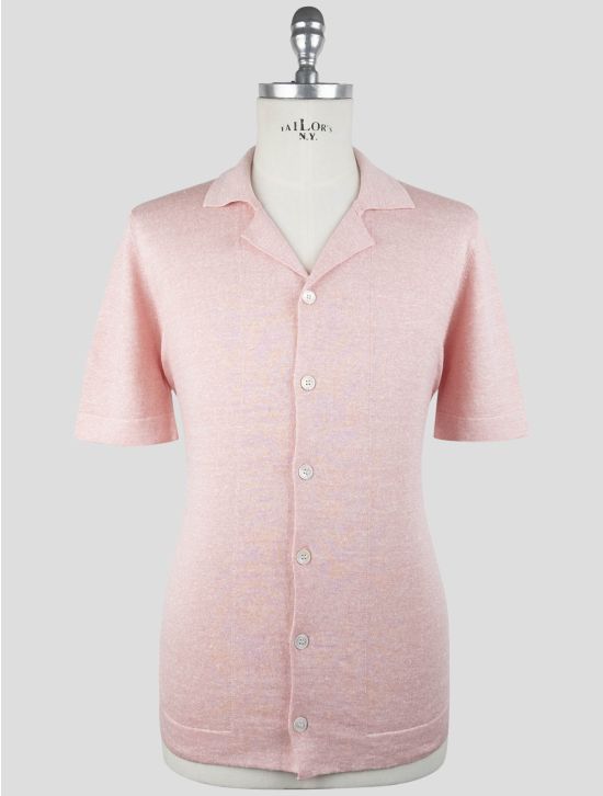 Gran Sasso Pink Linen Cotton Short Sleeve Shirt 1