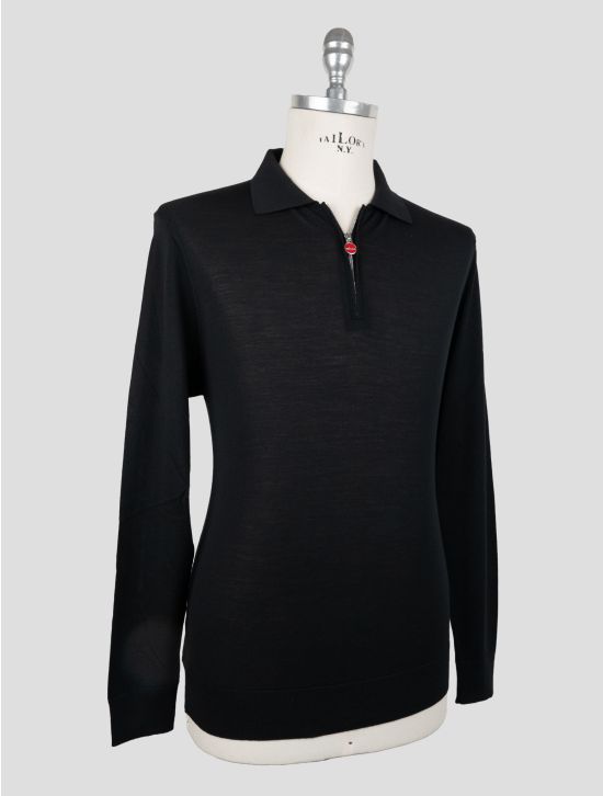 Kiton Black Wool 14 Micron Sweater Polo 2