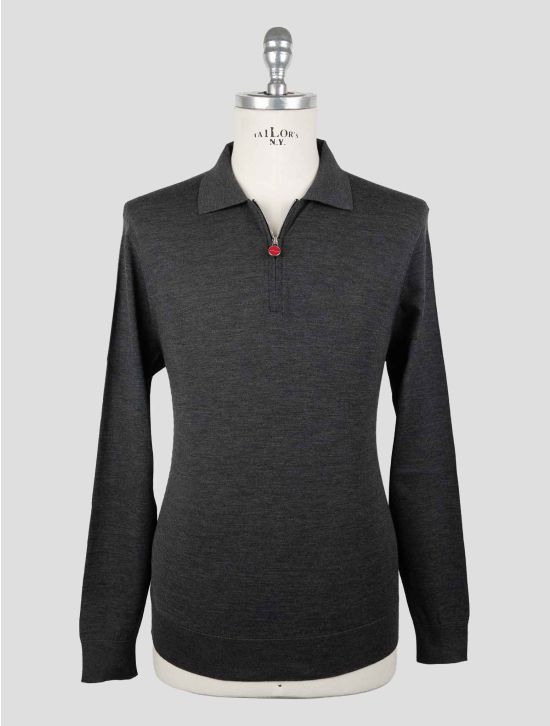 Kiton Gray Wool 14 Micron Sweater Polo 1