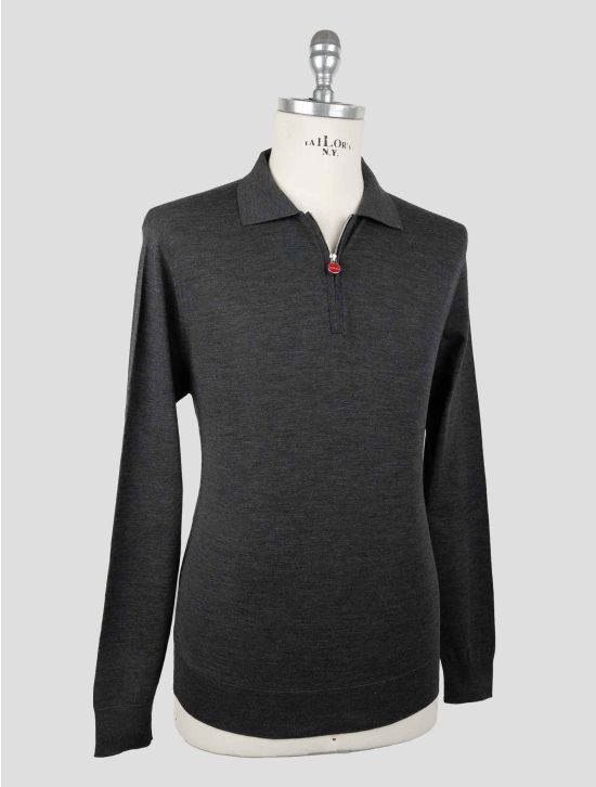 Kiton Gray Wool 14 Micron Sweater Polo 2