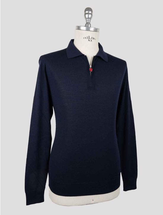 Kiton Blue Wool 14 Micron Sweater Polo 2
