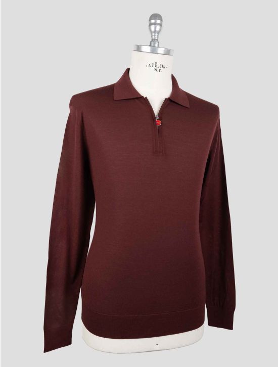 Kiton Burgundy Wool 14 Micron Sweater Polo 2
